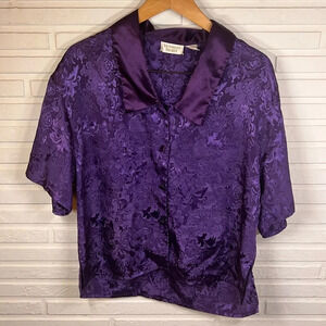 Victoria’s Secret Gold Label Vintage Purple Satin Sleep Top, Women’s Size Medium